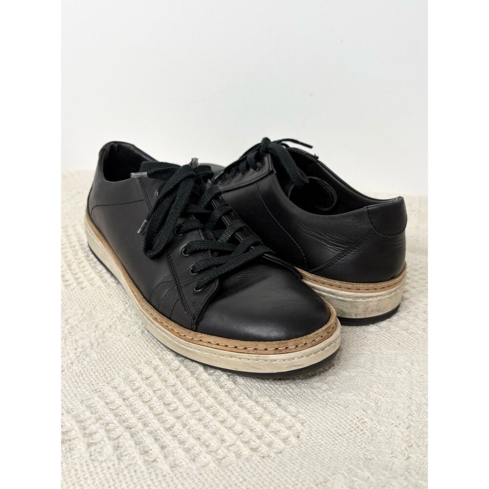 To Boot Black Leather Low-Top Sneakers with Tan Welt